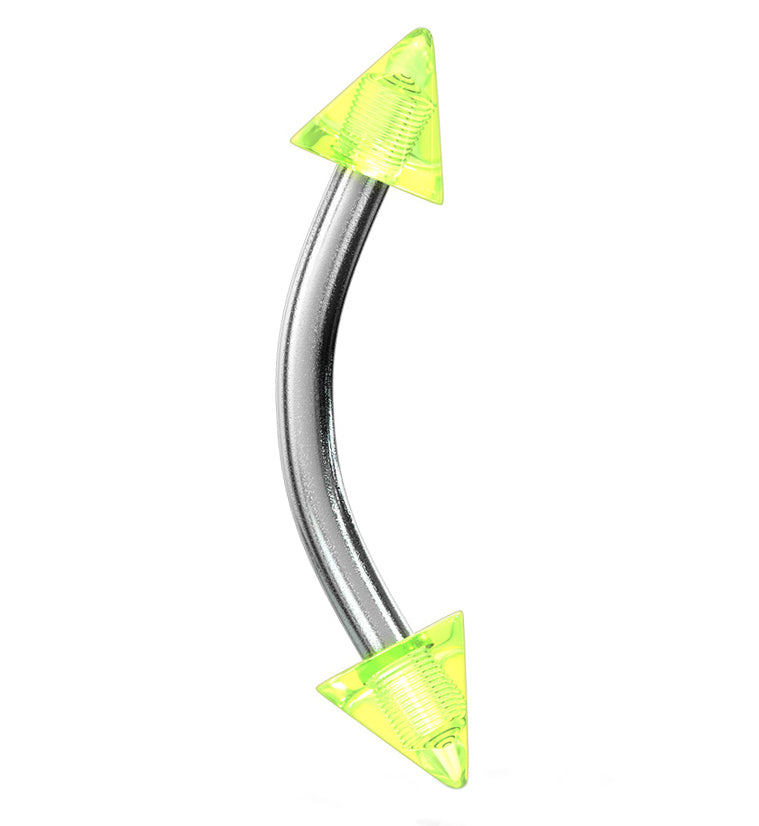 Double Spiked Color Steel Curved Barbell