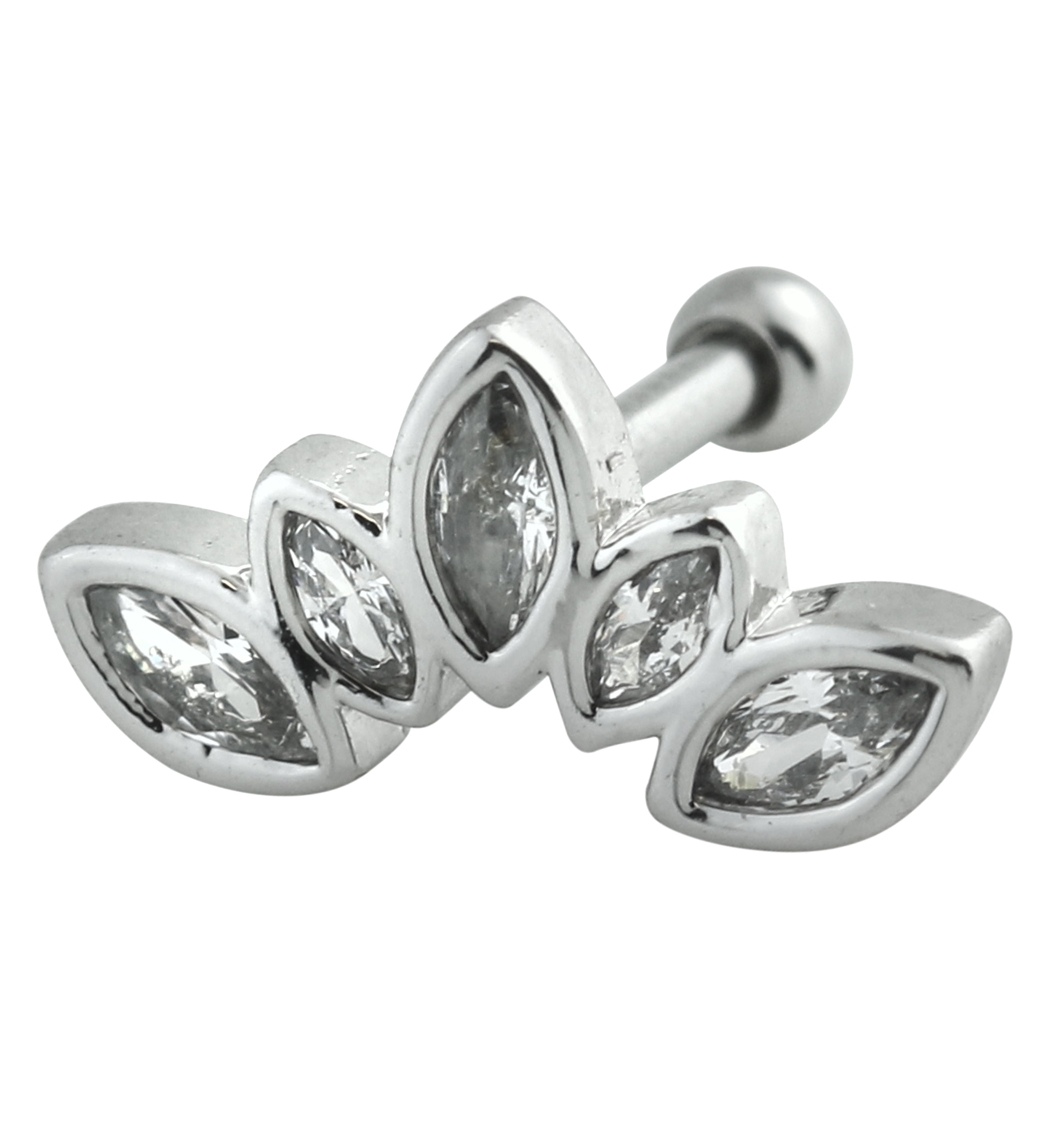 Half Crown Clear CZ Cartilage Barbell