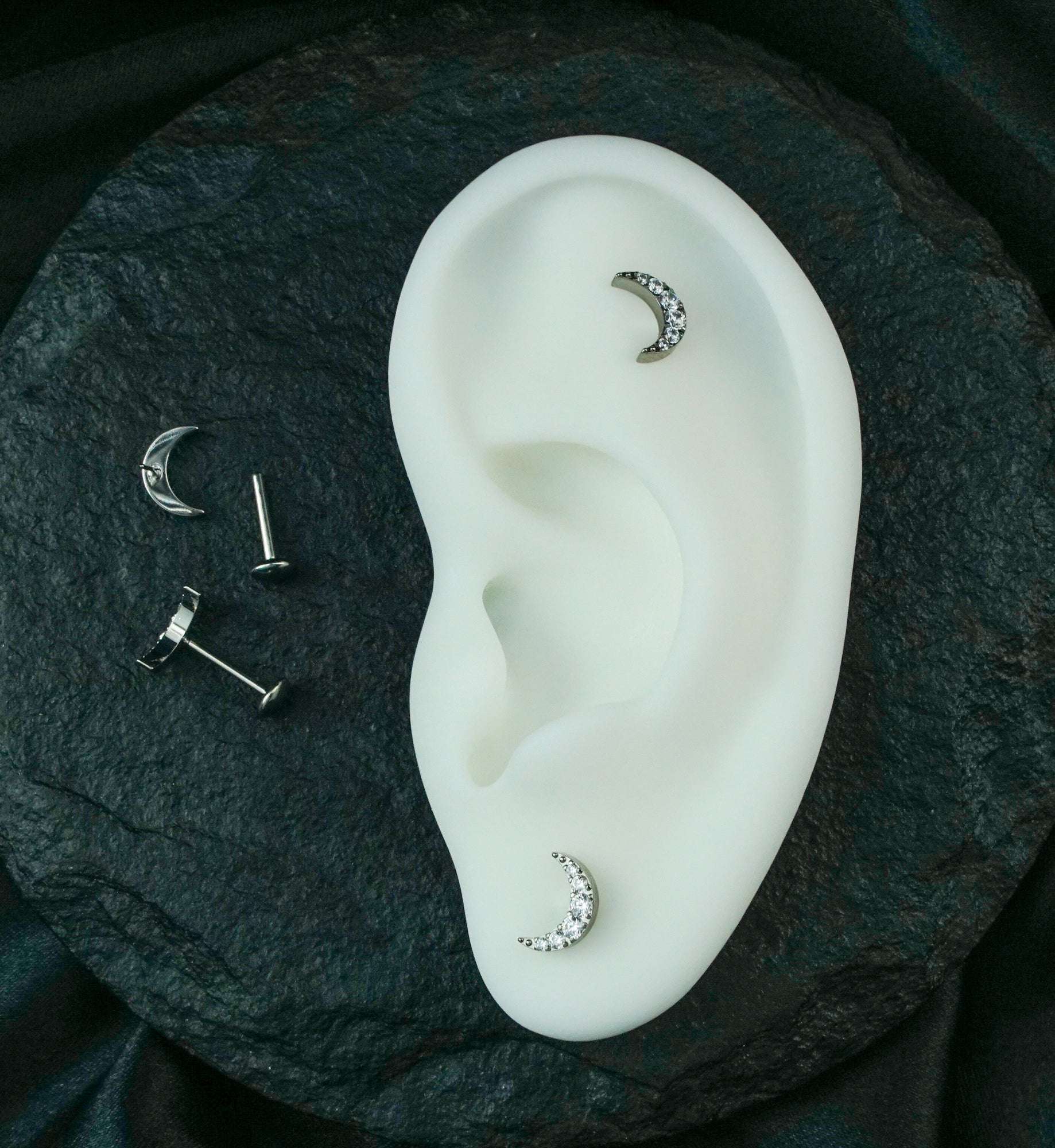 Half Moon Clear CZ Titanium Convex Disk Labret