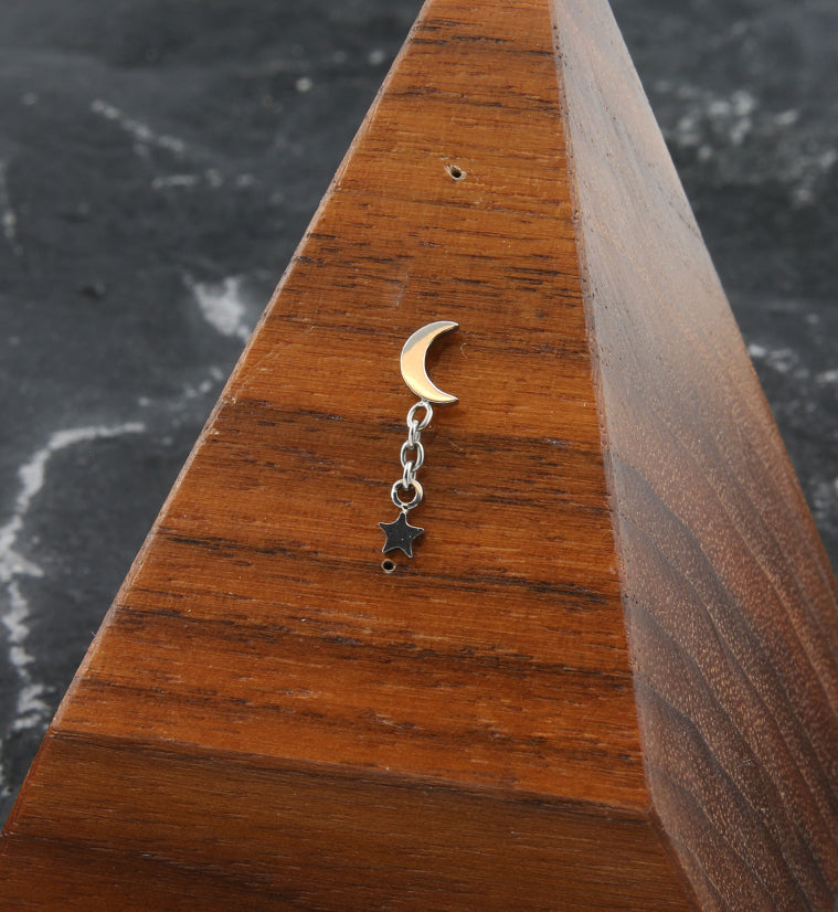 Half Moon Dangle Chain Star Threadless Titanium Top