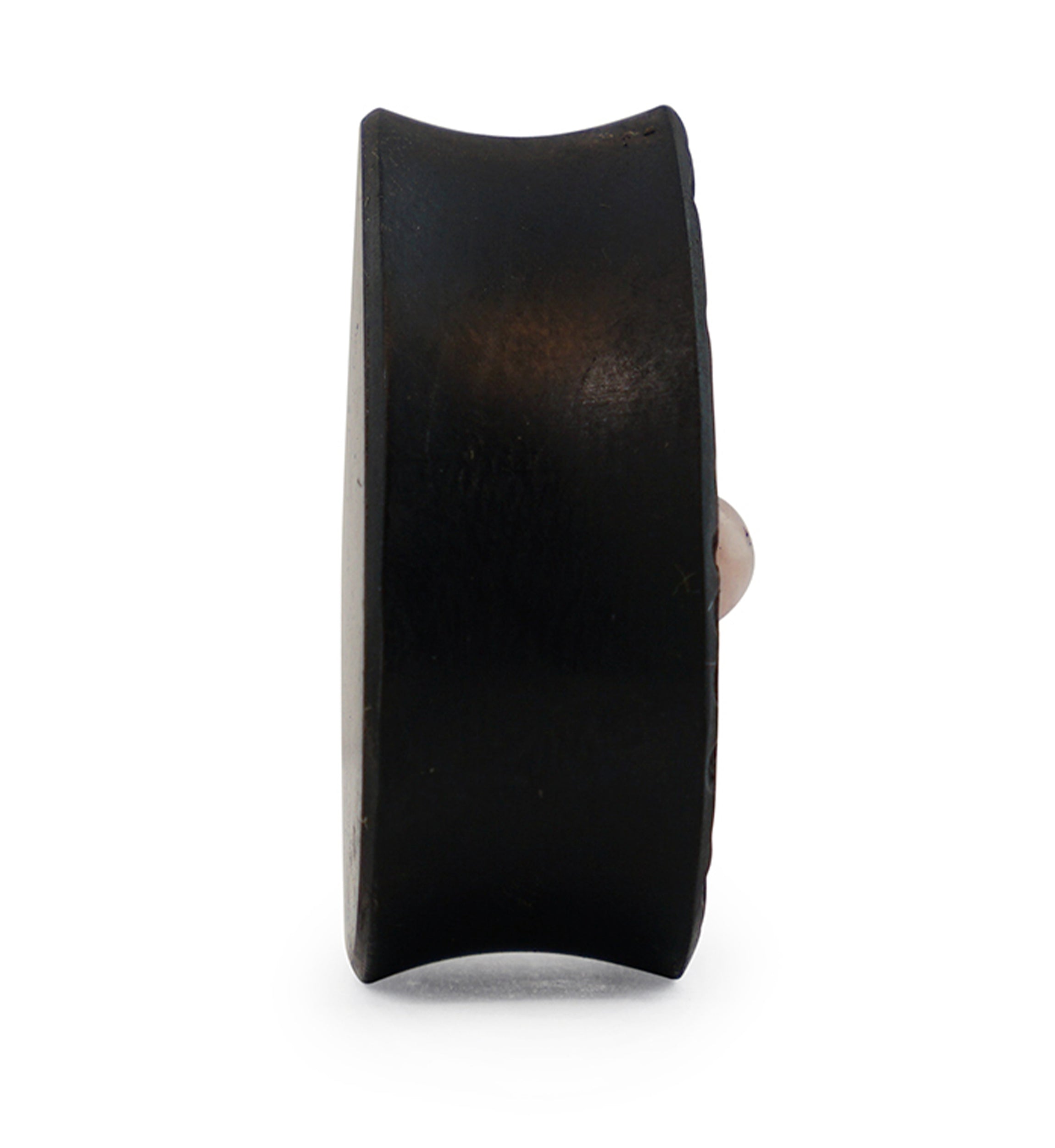 Hammered Areng Wood Teardrop Plugs with Pink Opalite Inlay