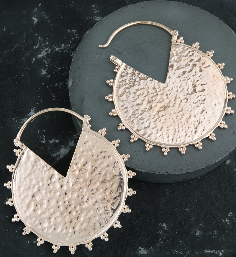 Hammered Beaded Rose Gold Brass Hangers