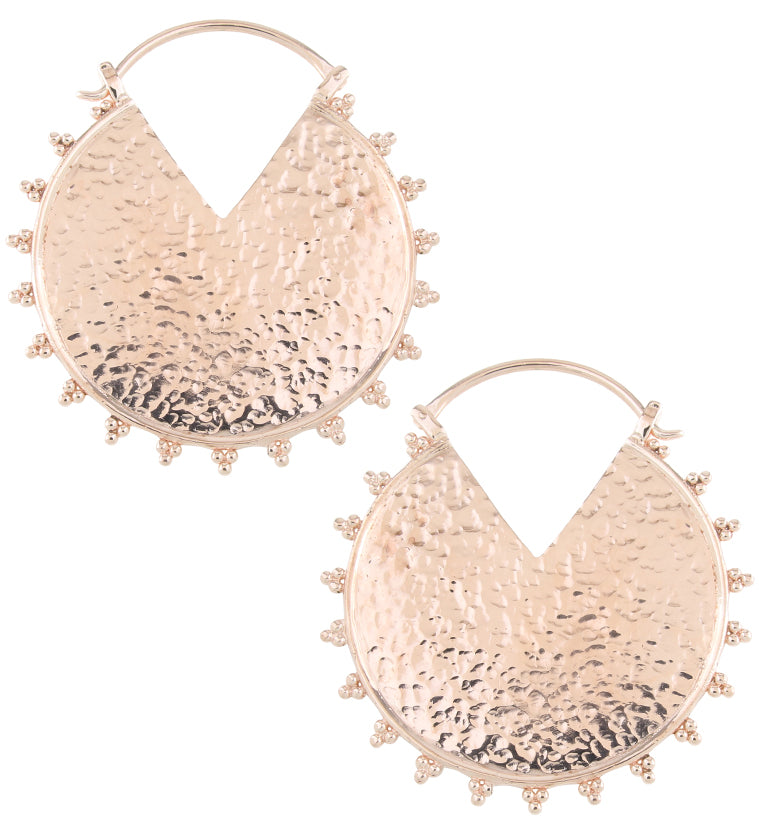 Hammered Beaded Rose Gold Brass Hangers