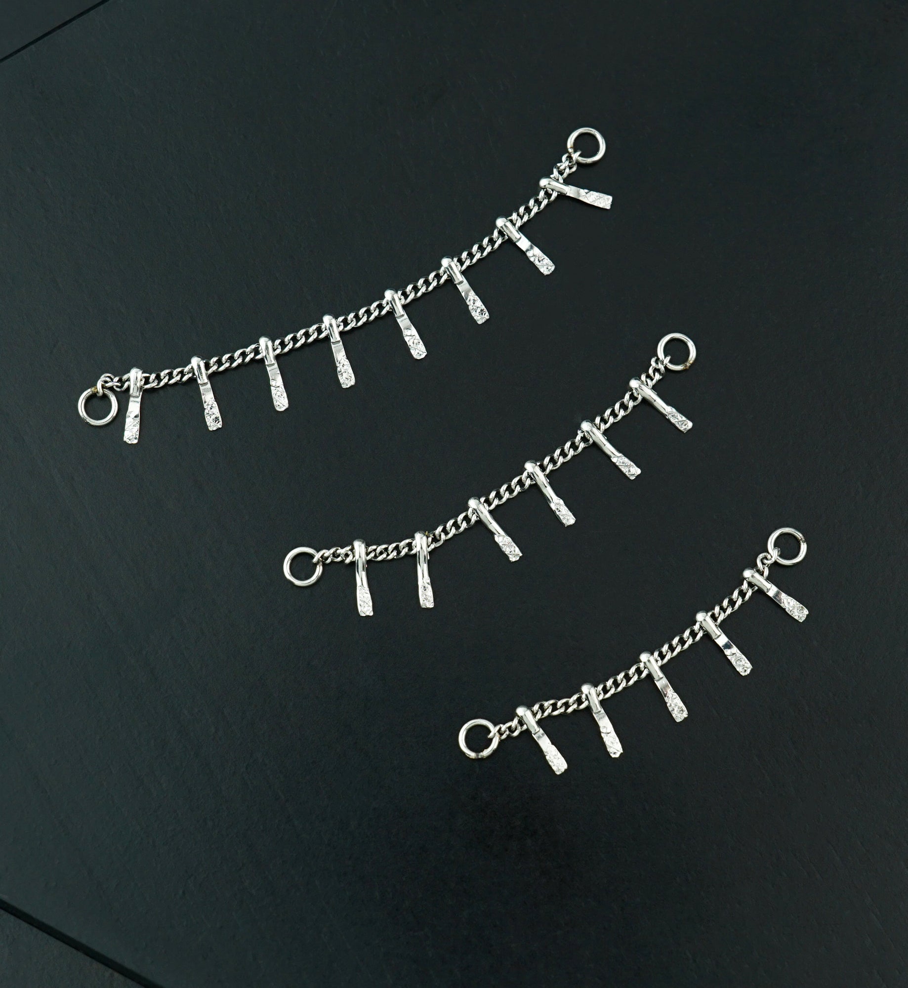 Hammered Dangle Bar Stainless Steel Connecting Piercing Chain