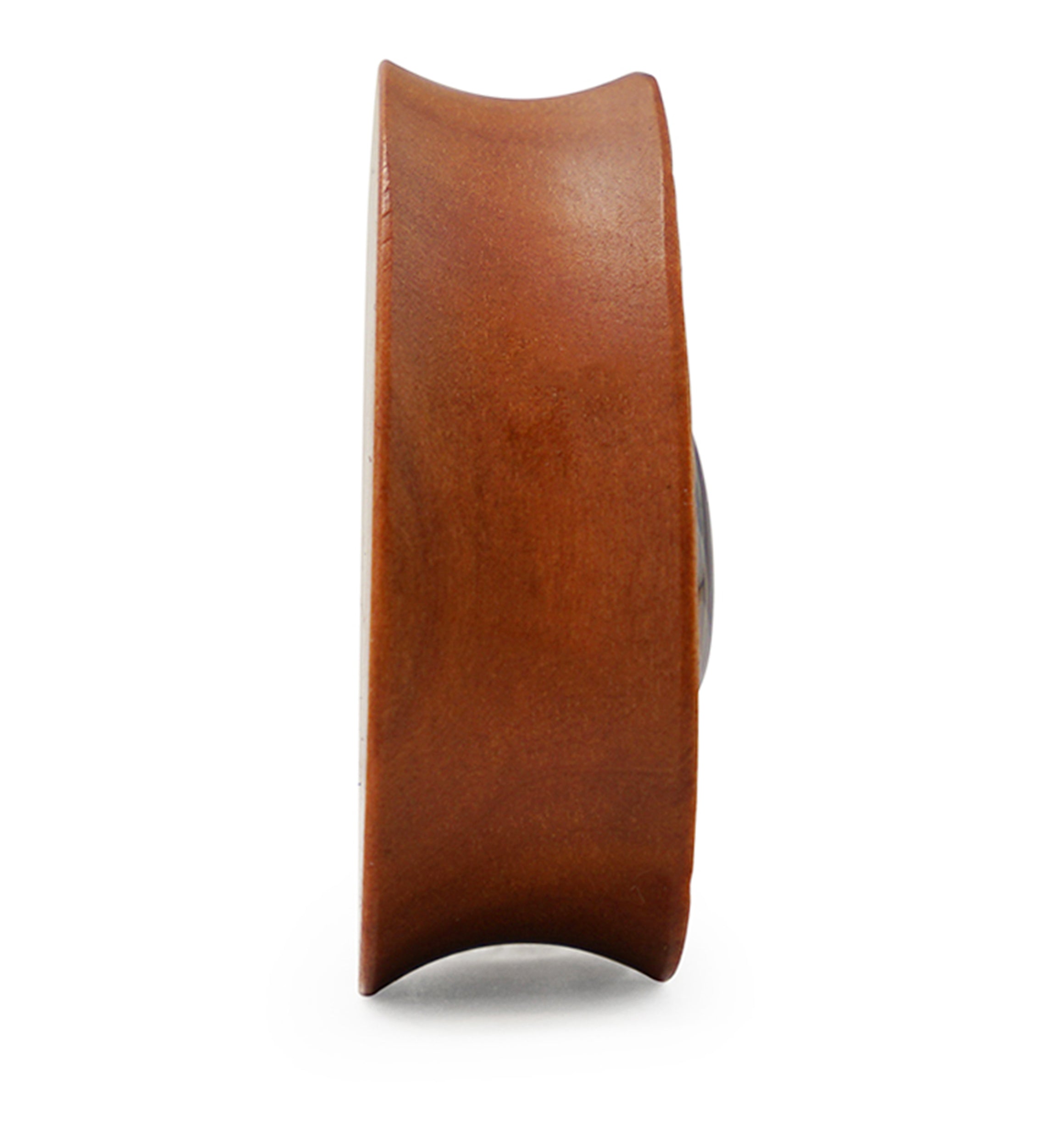 Hammered Saba Wood Teardrop Plugs with Teardrop Agate Stone Inlay