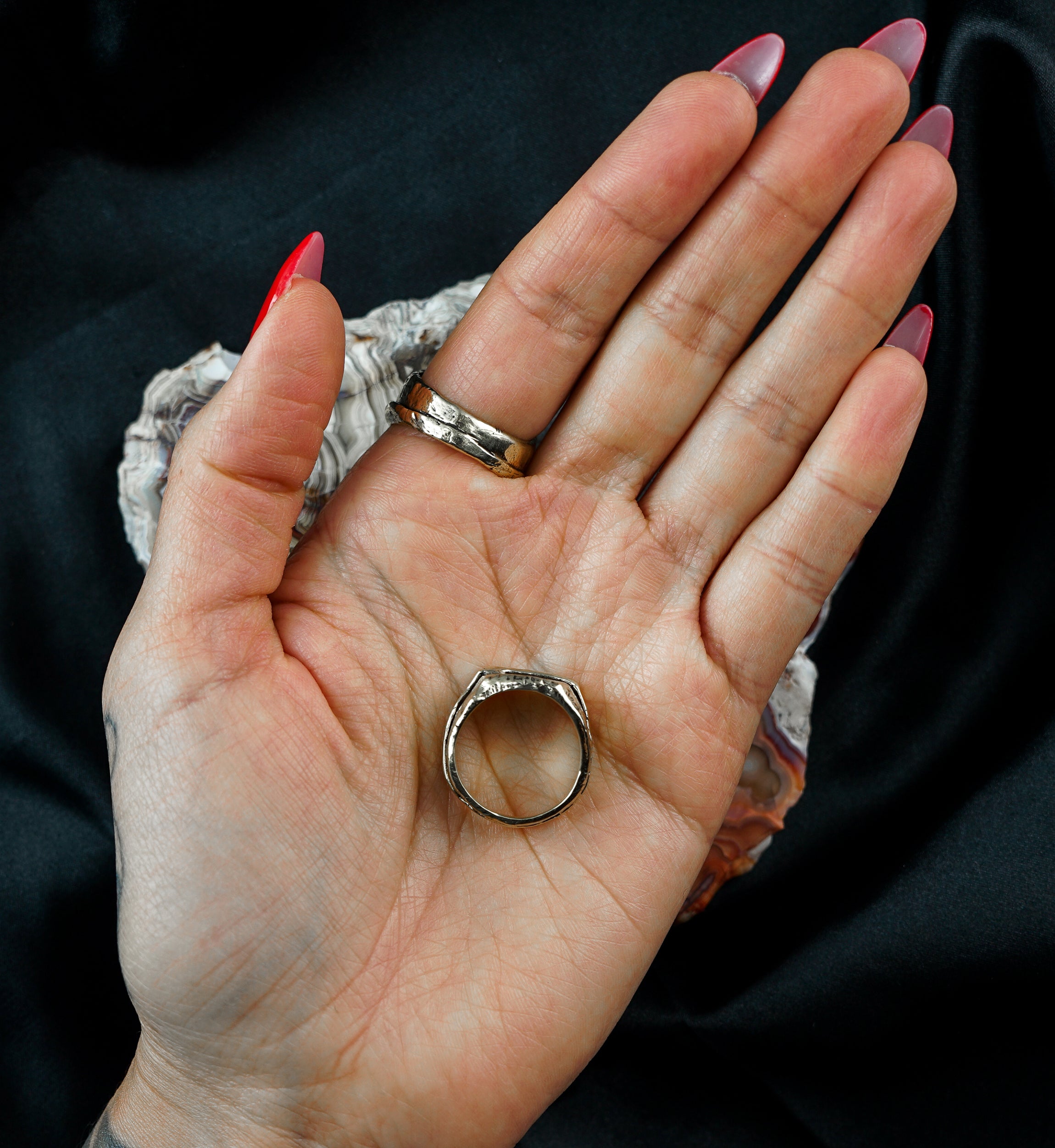 Hammered Stack Brass Ring