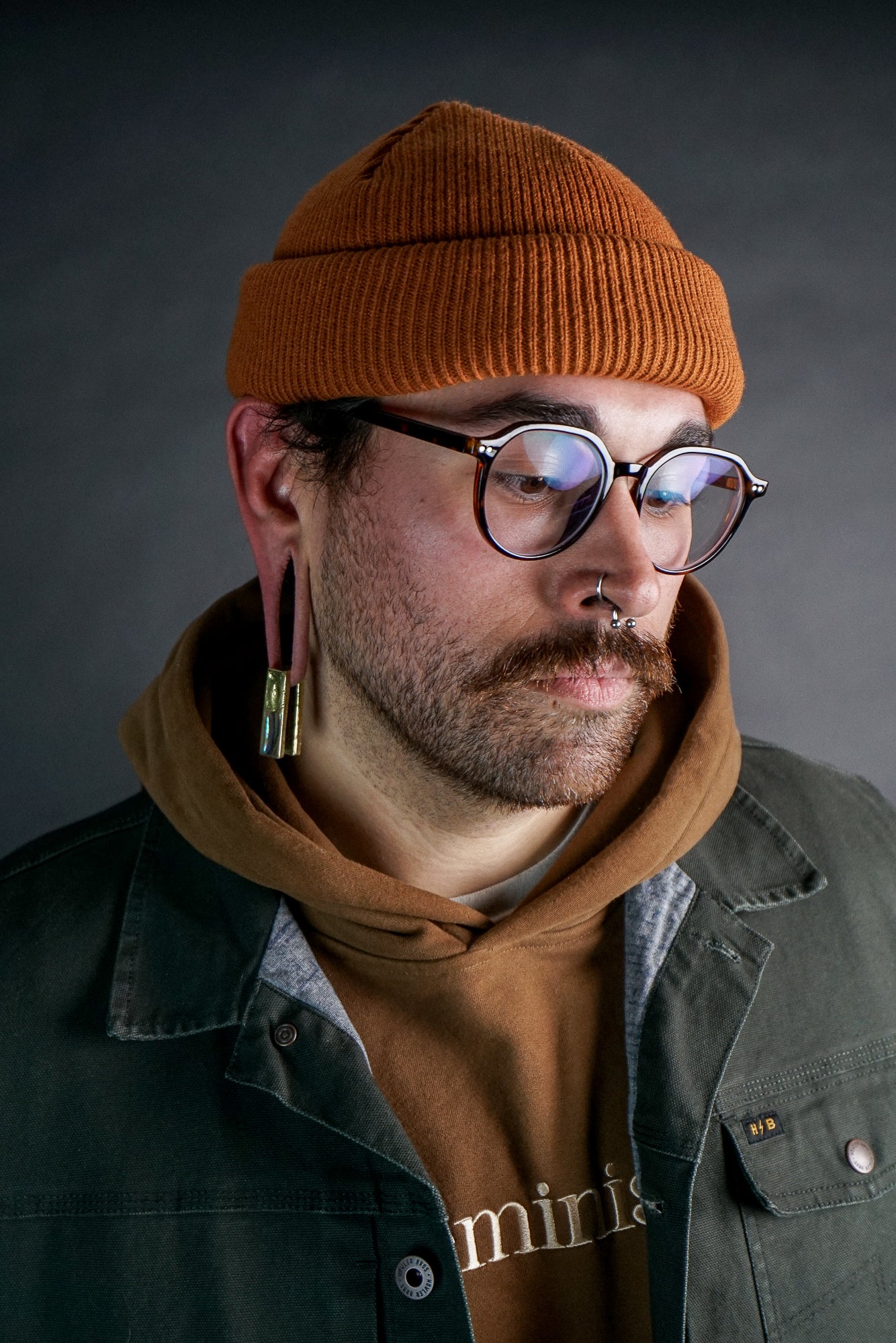 Hammered Tower Half Abalone Brass Ear Weights