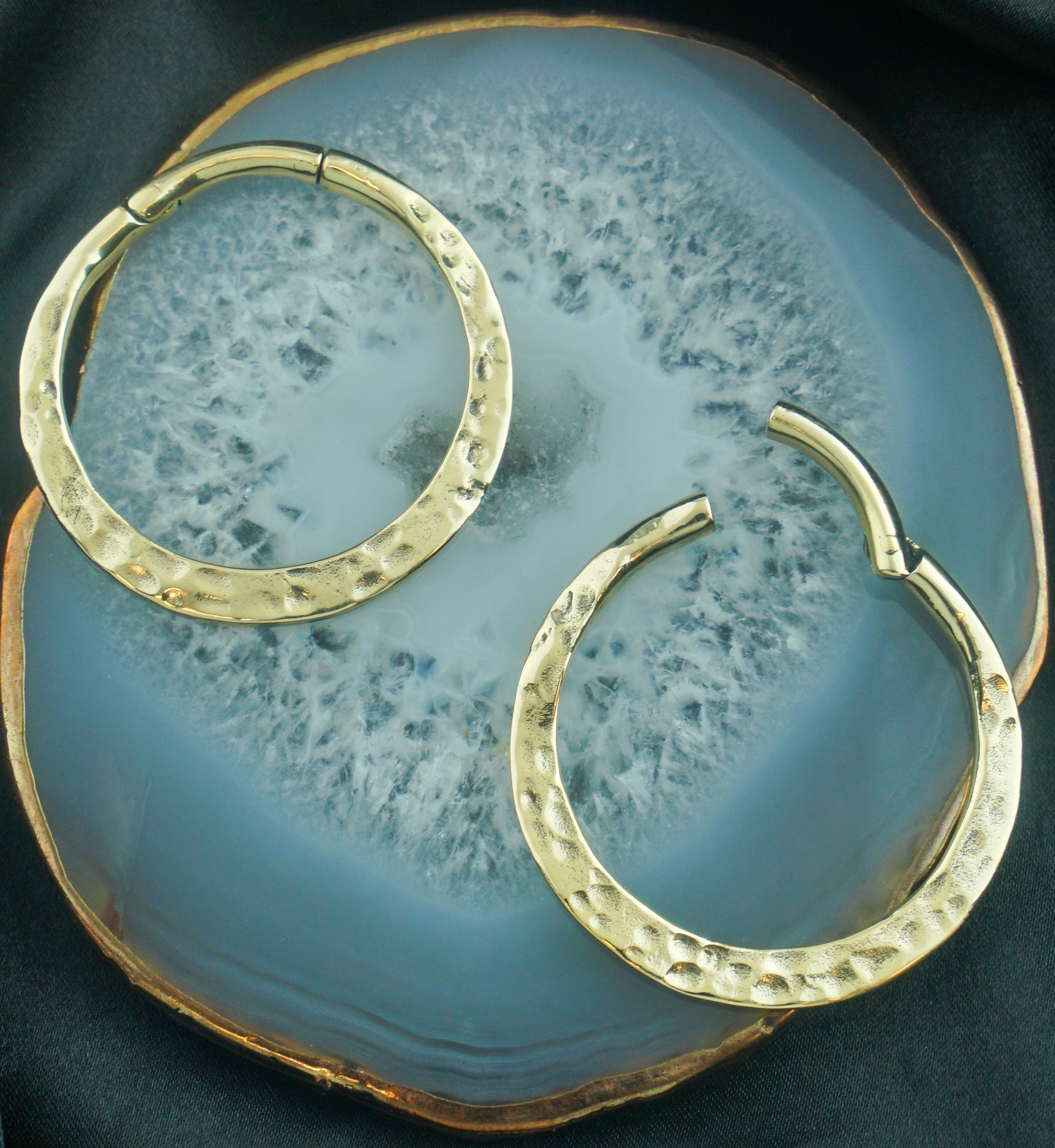 Hammered Hoop Hinged Brass Ear Weights
