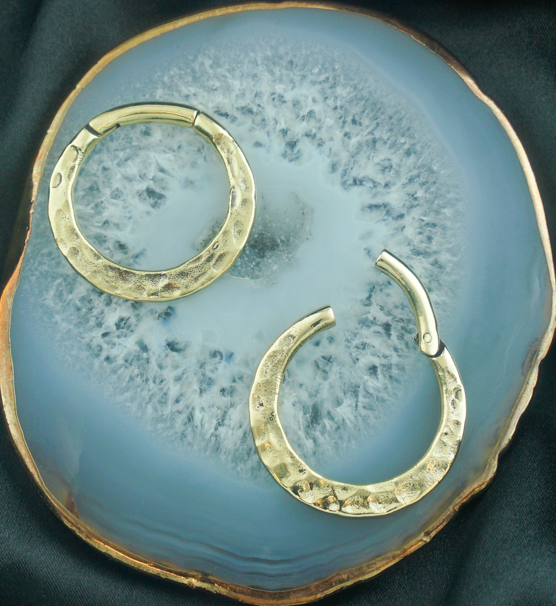 Hammered Hoop Hinged Brass Ear Weights