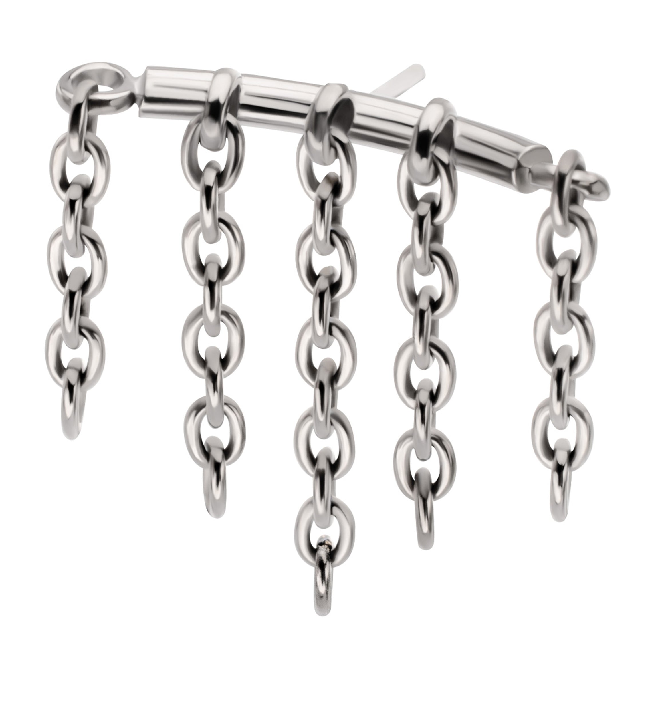Hidden Curved Bar Multi Dangle Chain Titanium Threadless Top