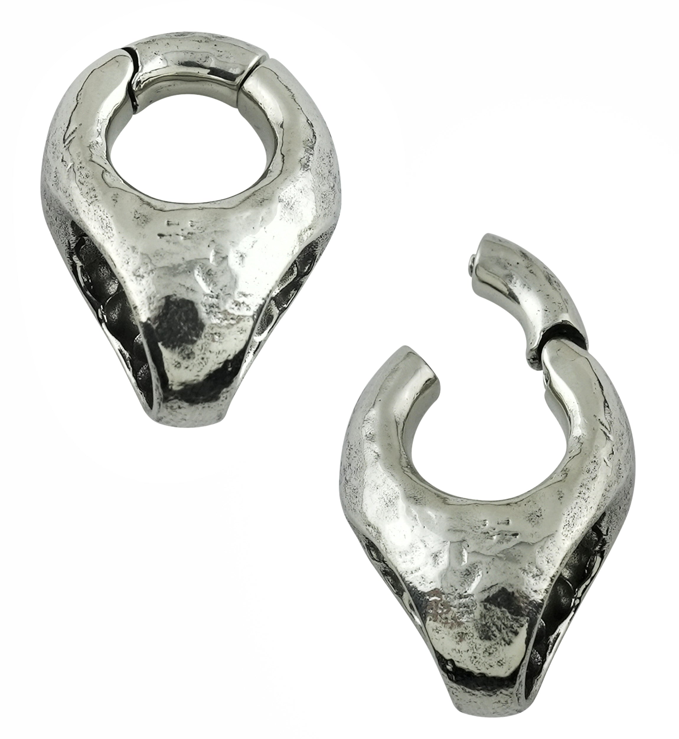 Hollow Point Keyhole White Brass Hinged Ear Weights