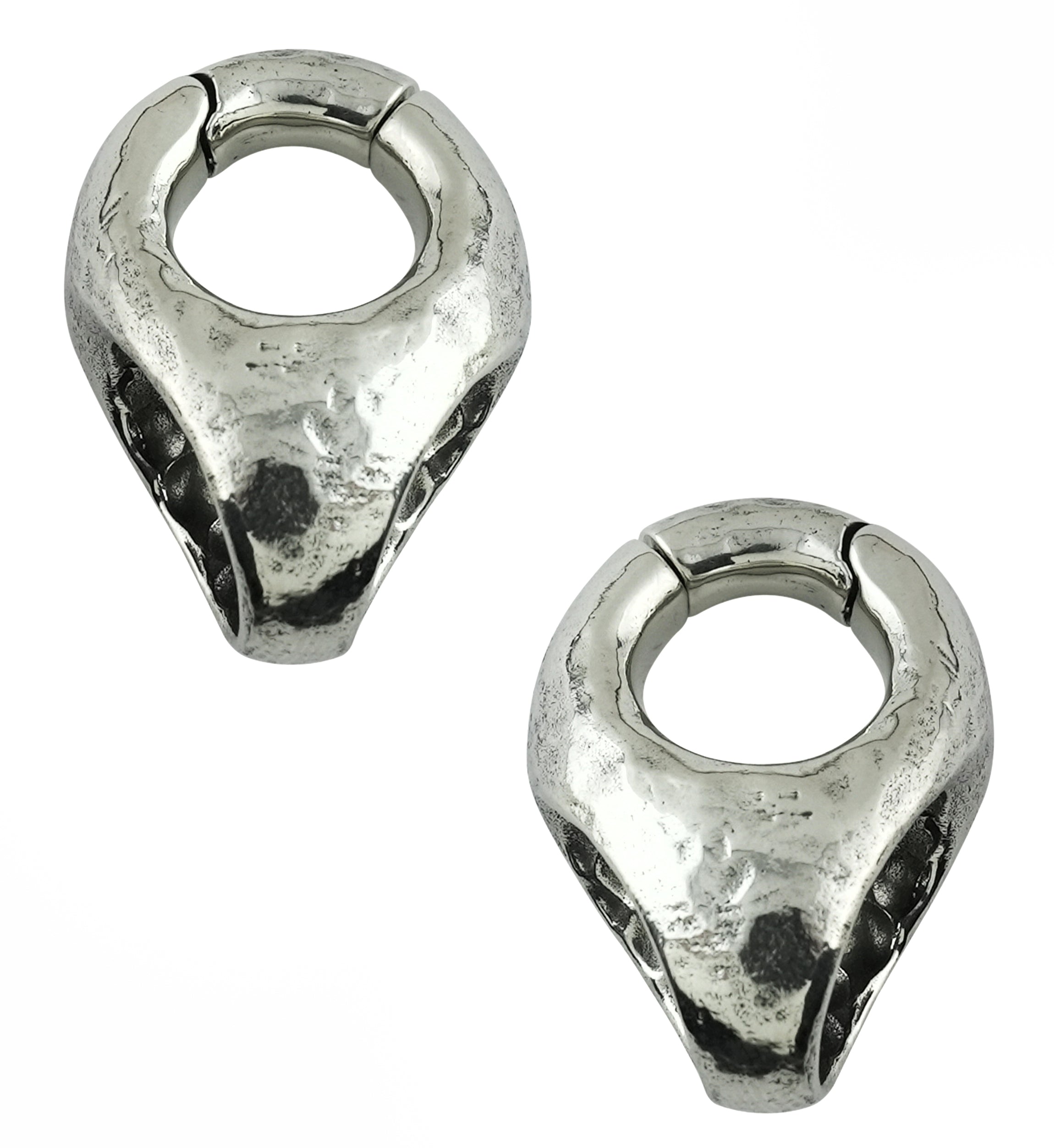 Hollow Point Keyhole White Brass Hinged Ear Weights