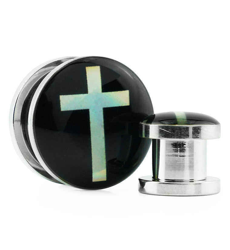 Hologram Cross Stainless Steel Plugs