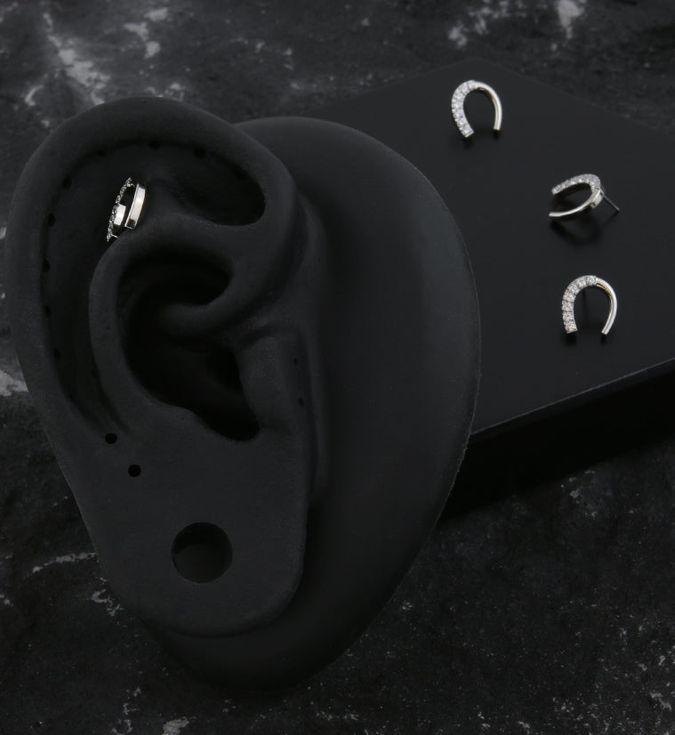 Horseshoe Clear CZ Titanium Threadless Top