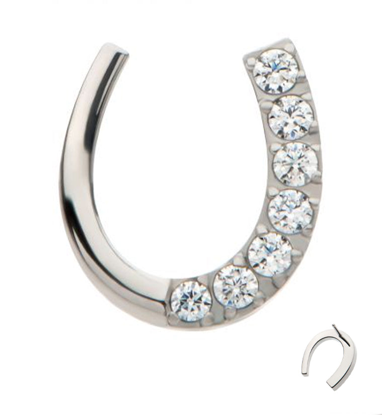 Horseshoe Clear CZ Titanium Threadless Top