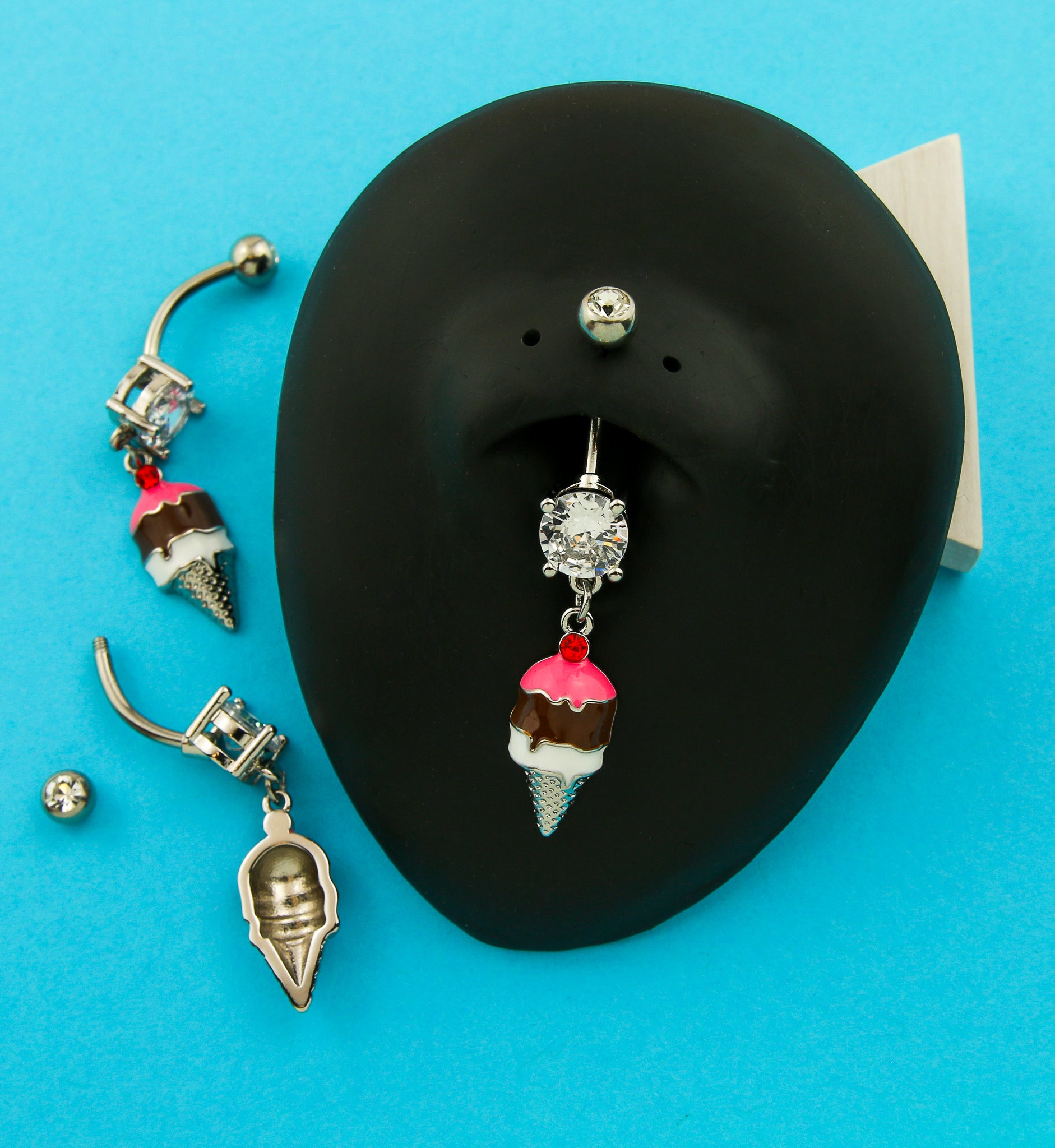 Ice Cream Cone Dangle Stainless Steel Belly Button Ring