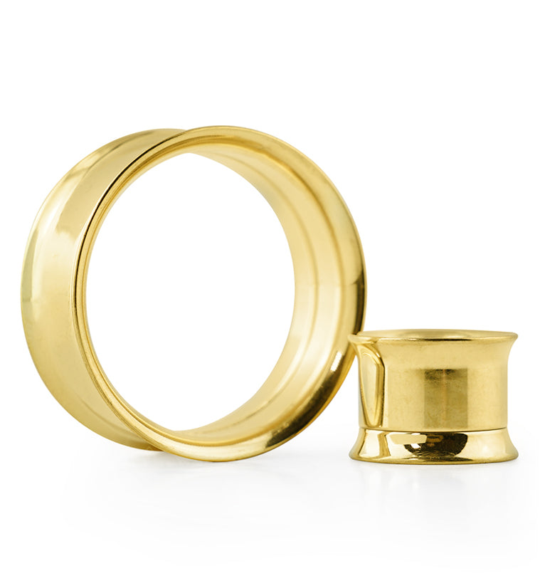 Gold PVD Steel Internally Threaded Tunnel Plugs