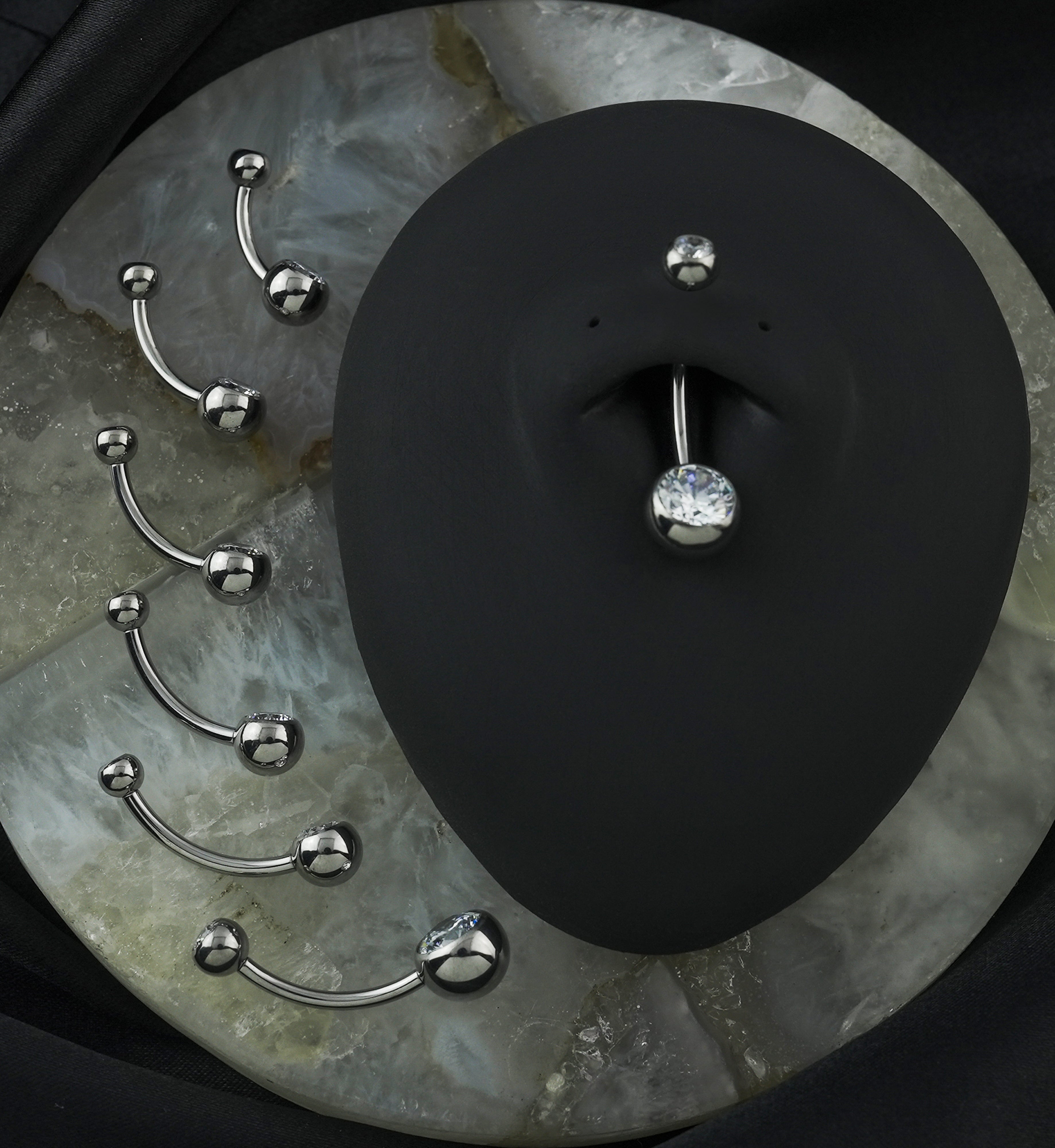 Internally Threaded Titanium CZ Belly Button Ring