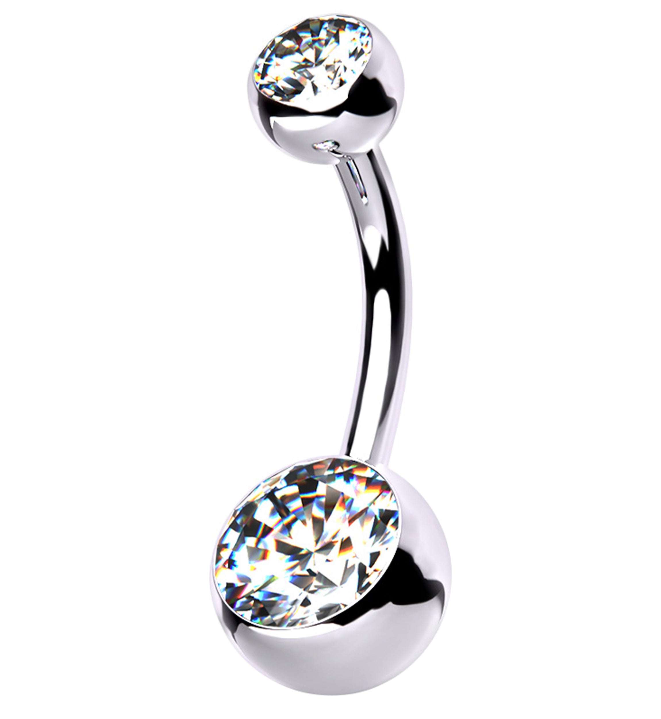 Internally Threaded Titanium CZ Belly Button Ring