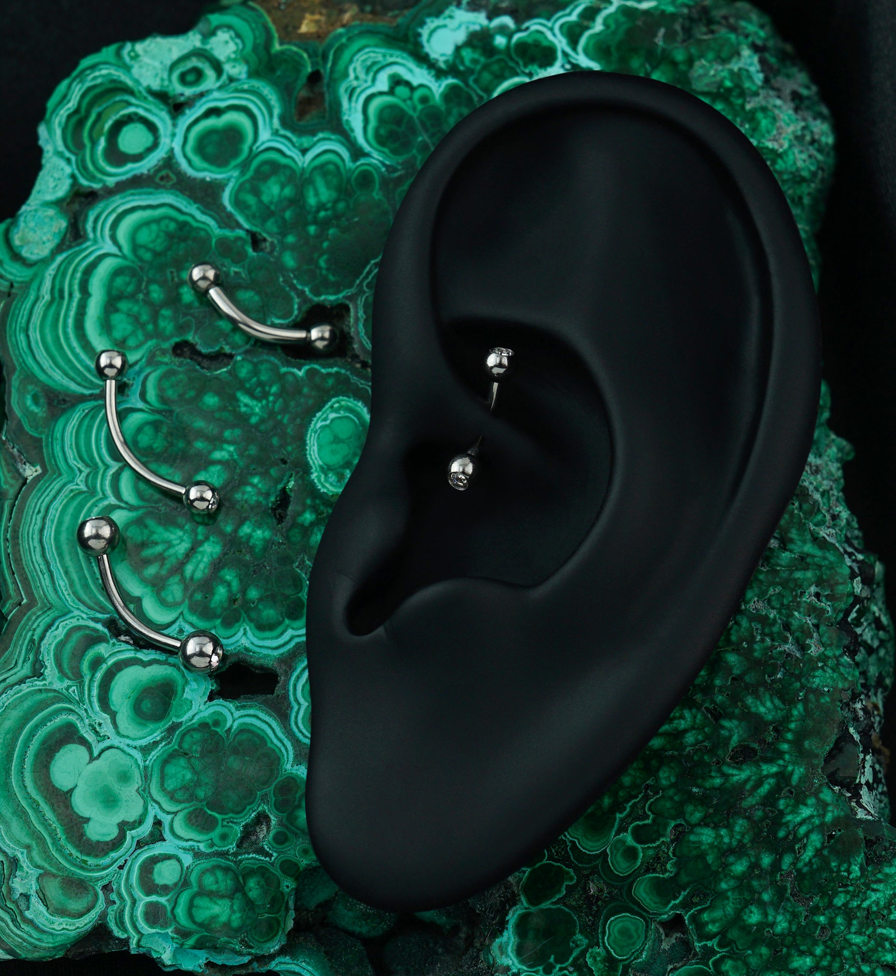 Internally Threaded Titanium Double CZ Curved Barbell