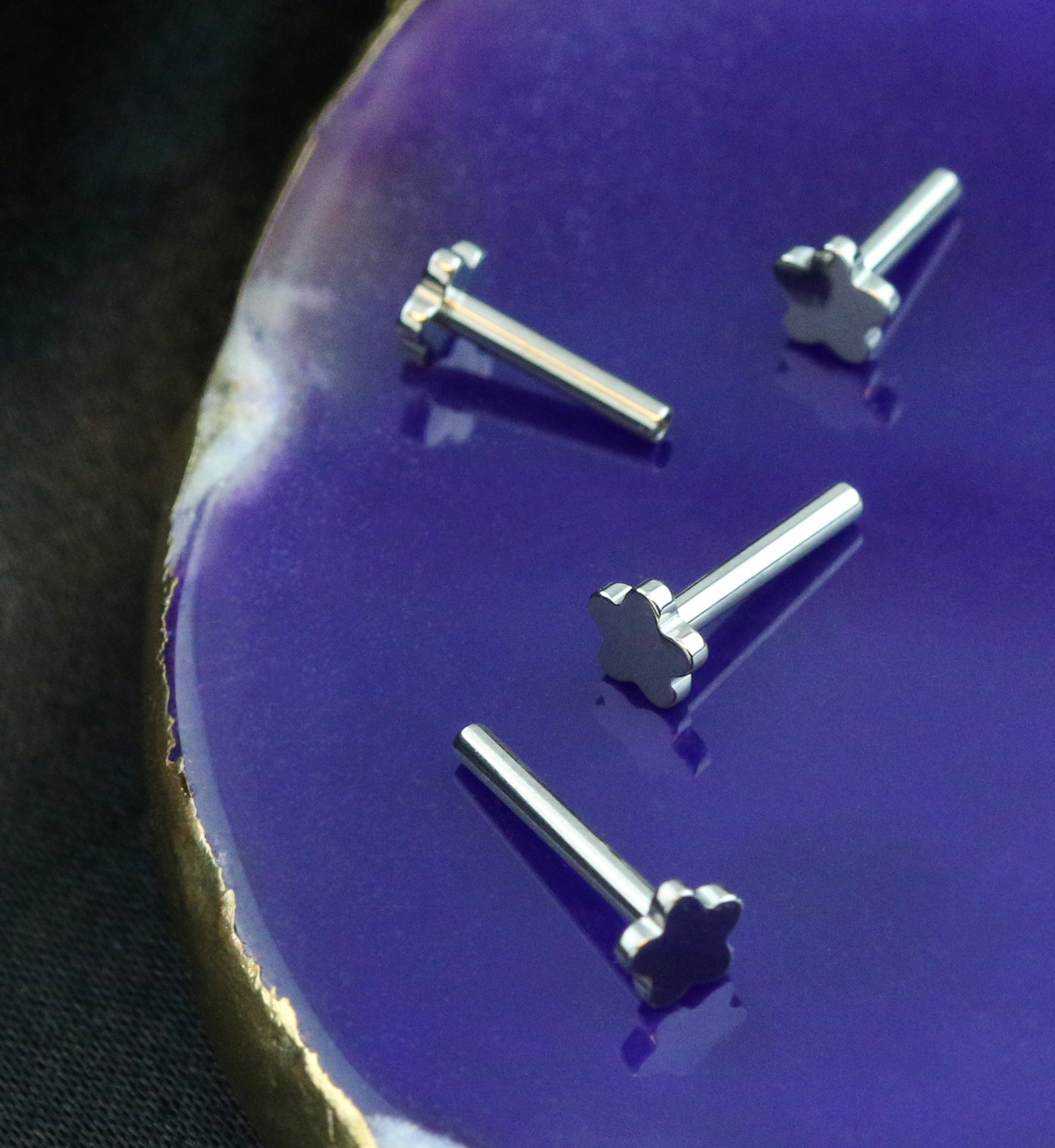 Internally Threaded Titanium Flower Back Labret (Post Only)