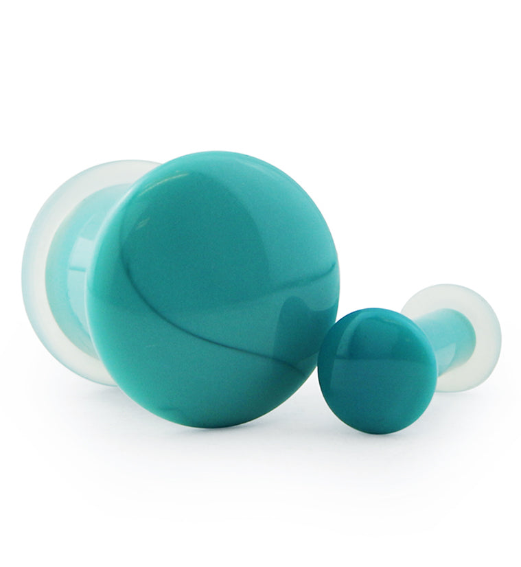 Island Blue Single Flare Glass Plugs