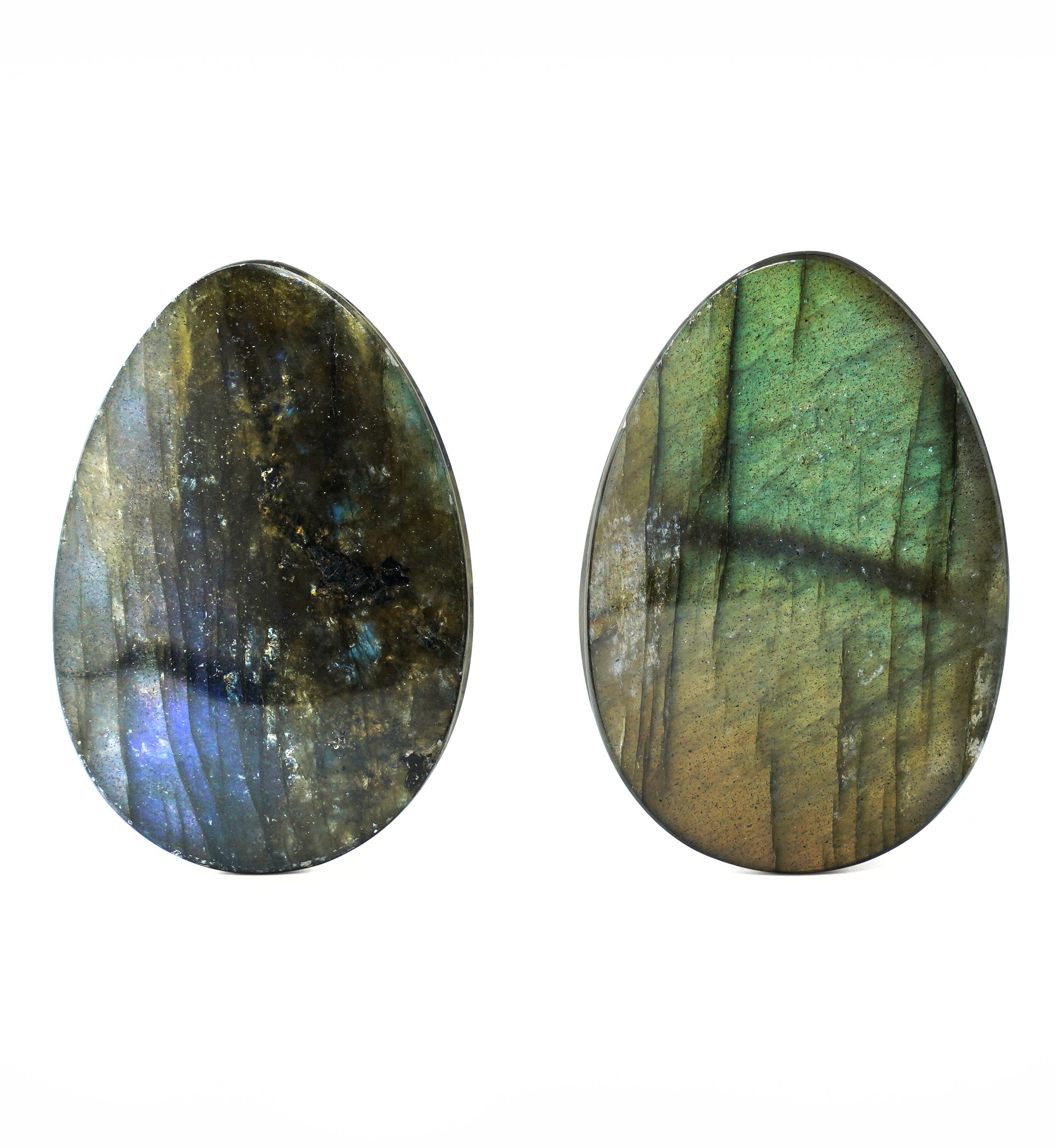 Labradorite Teardrop Stone Plugs 1 & 1/4" (32mm) Version 1
