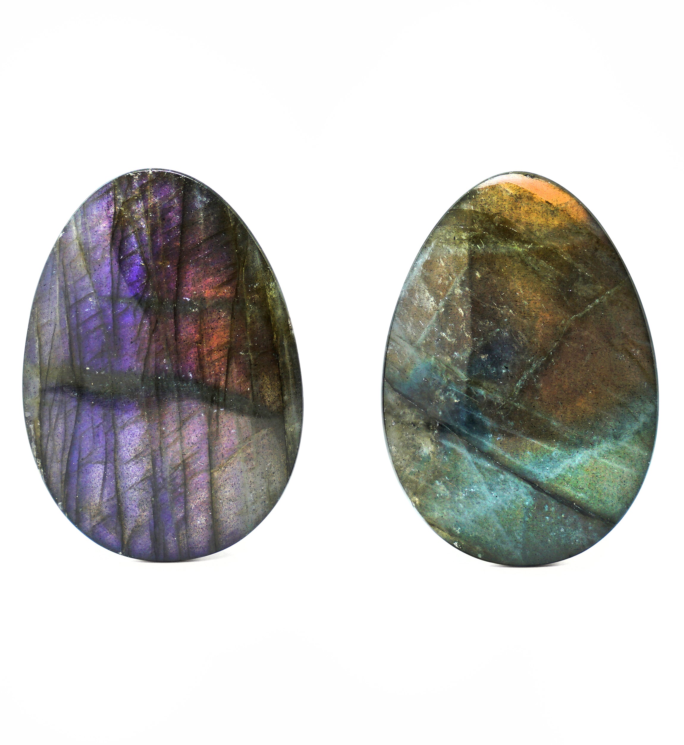 Labradorite Teardrop Stone Plugs 1 & 1/4" (32mm) Version 2