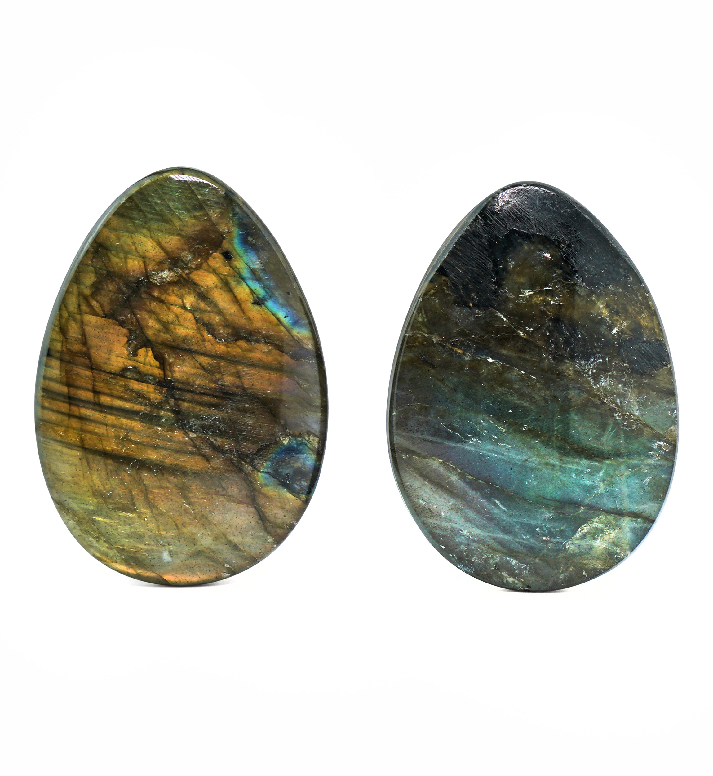 Labradorite Teardrop Stone Plugs 1 & 1/4" (32mm) Version 3