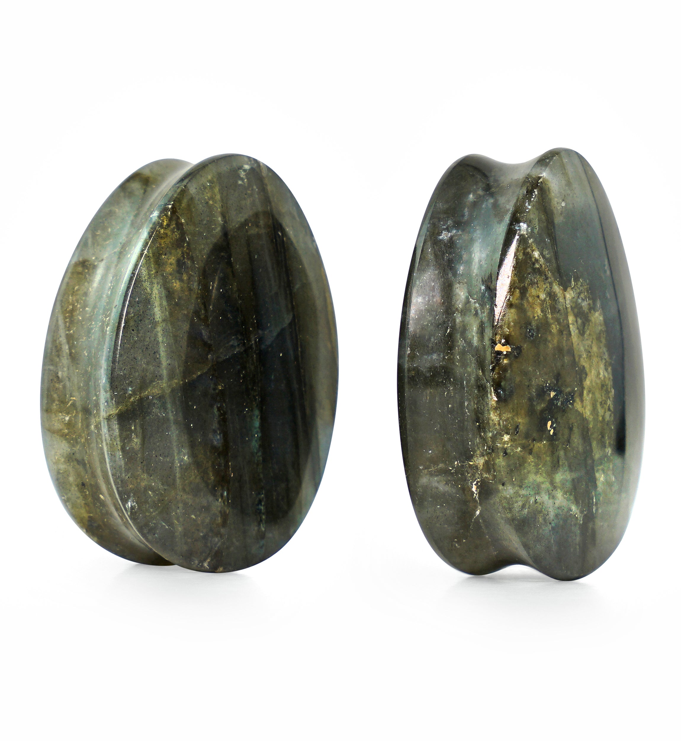 Labradorite Teardrop Stone Plugs 1 & 1/8" (28mm) Version 1