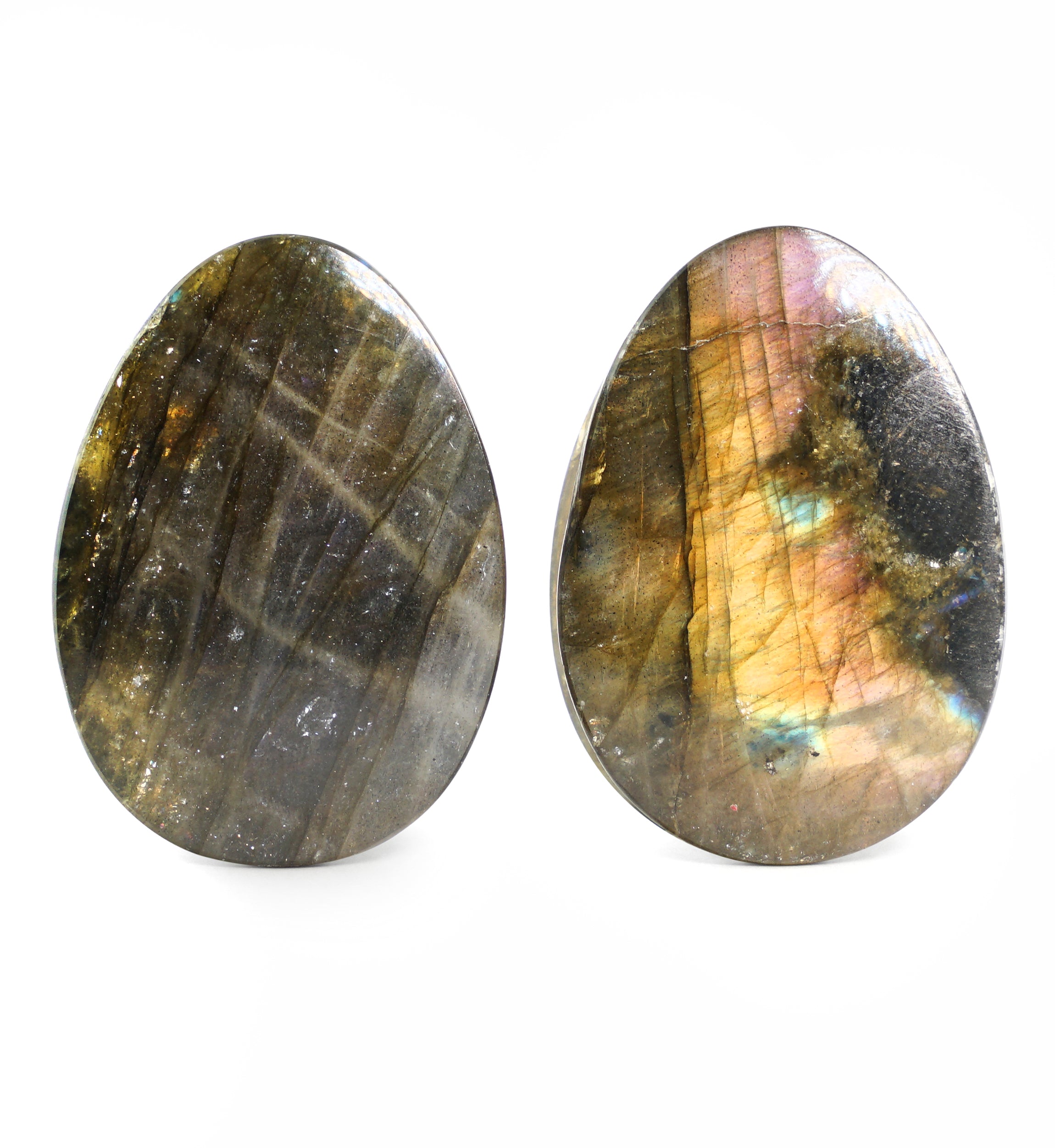 Labradorite Teardrop Stone Plugs 1 & 1/8" (28mm) Version 2