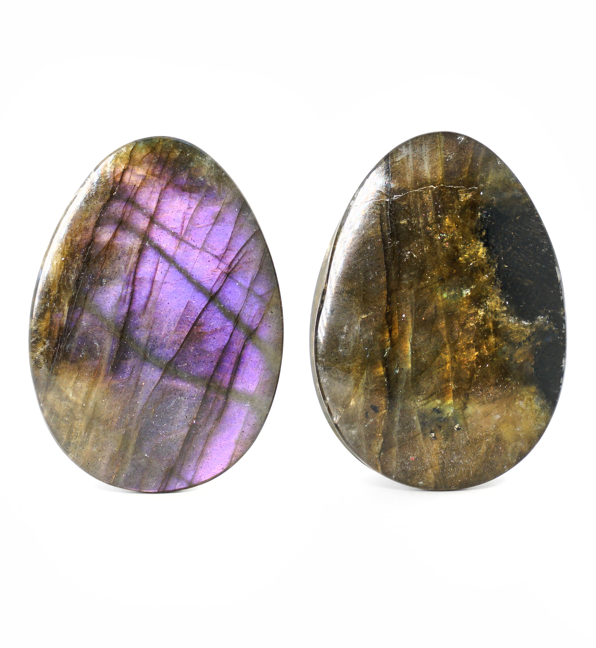 Labradorite Teardrop Stone Plugs 1 & 1/8" (28mm) Version 2