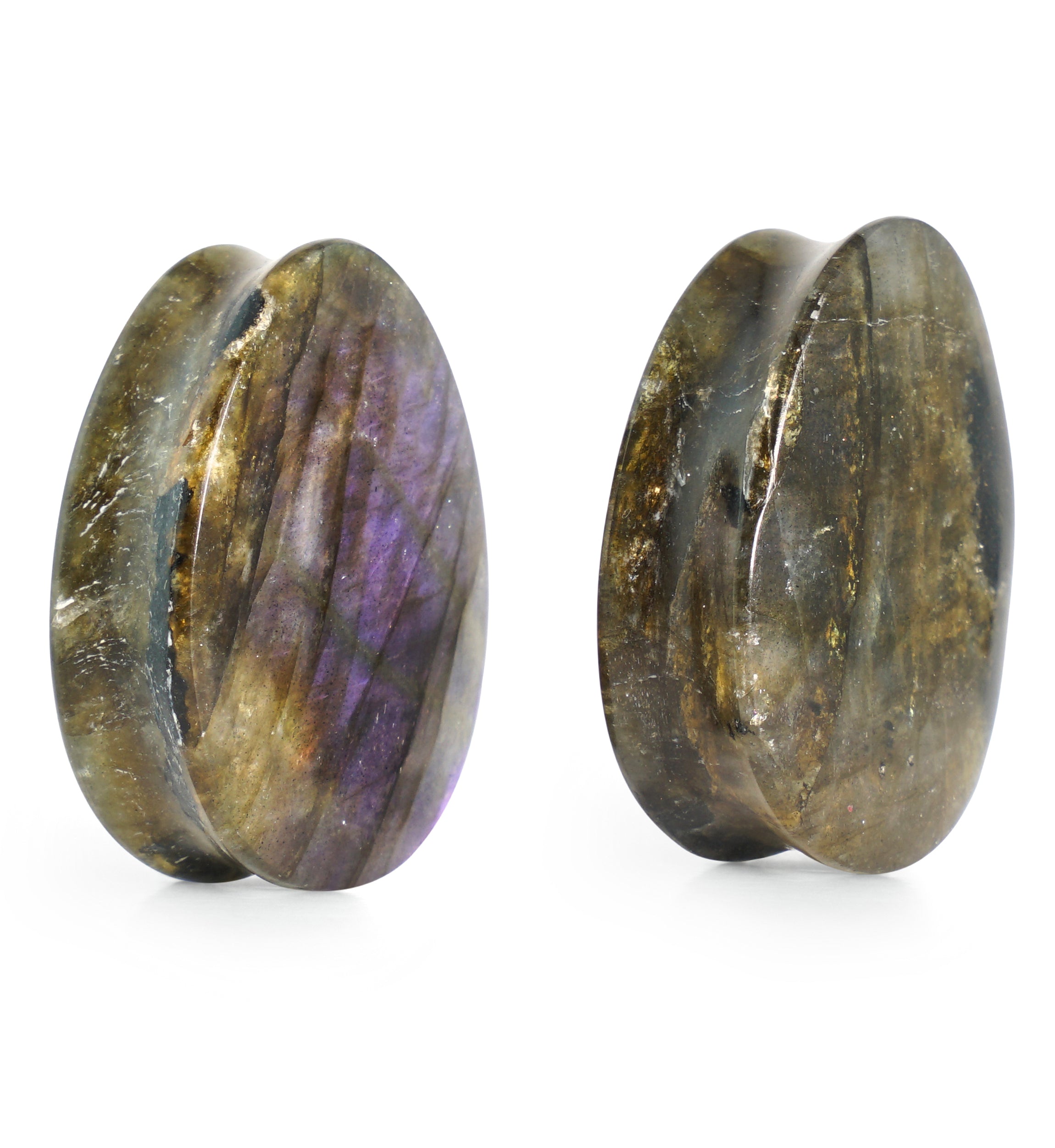 Labradorite Teardrop Stone Plugs 1 & 1/8" (28mm) Version 2