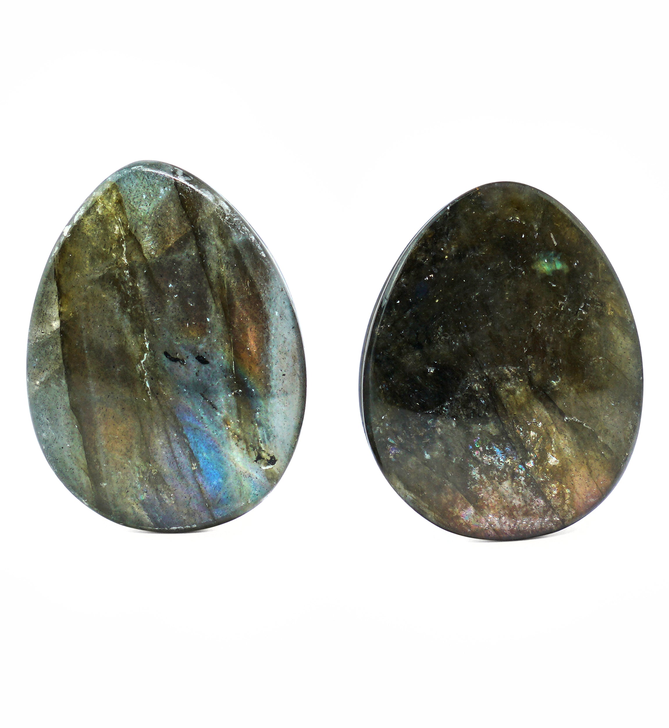 Labradorite Teardrop Stone Plugs 3/4" (19mm) Version 5