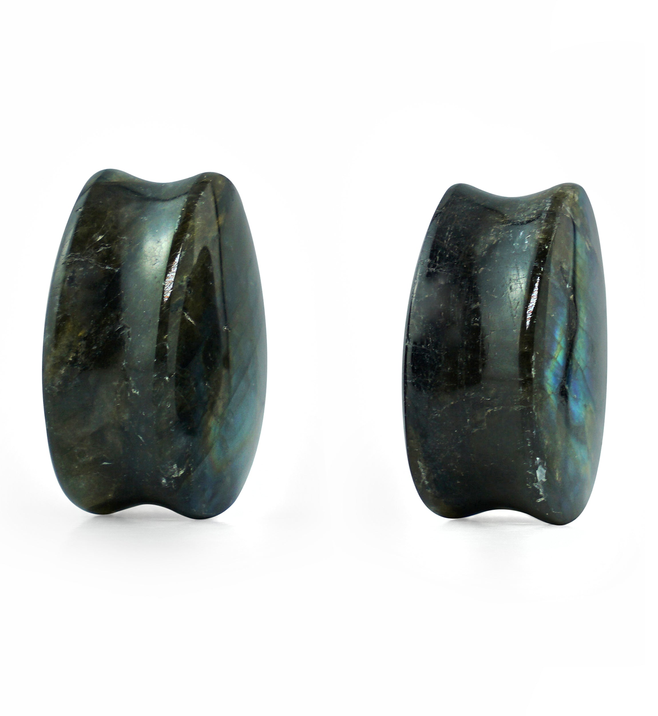 Labradorite Teardrop Stone Plugs 7/8" (22mm) Version 1