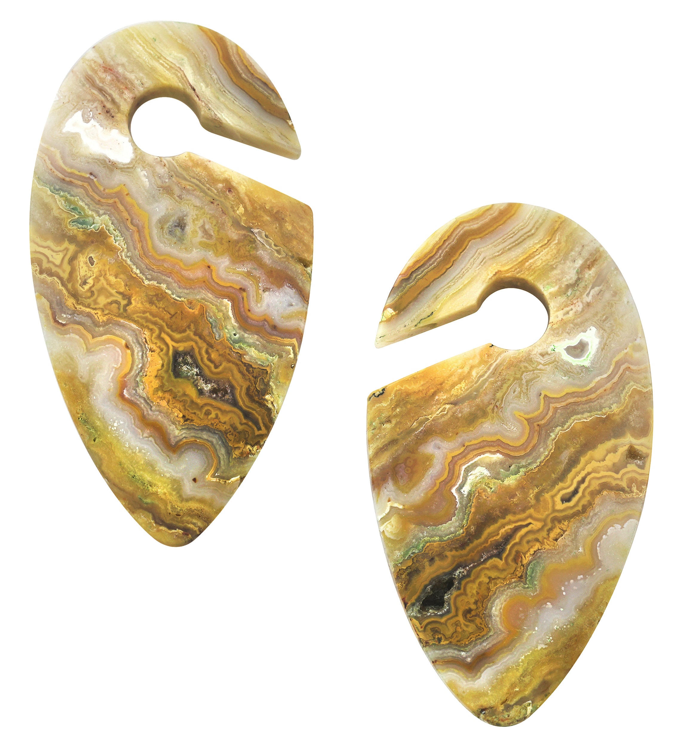 Lace Agate Stone Keyhole Ear Weights