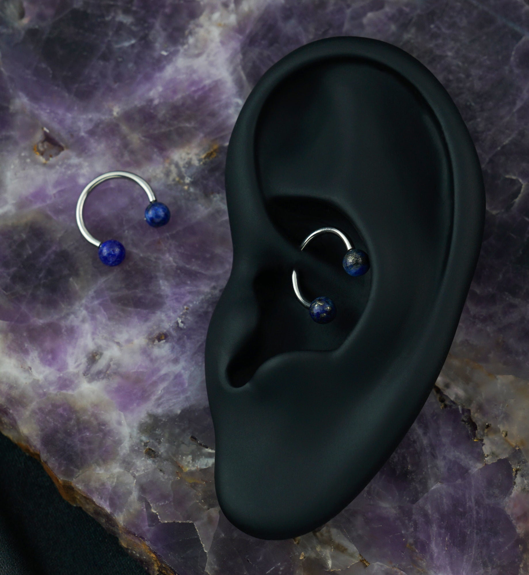 Lapis Lazuli Stone Circular Barbell