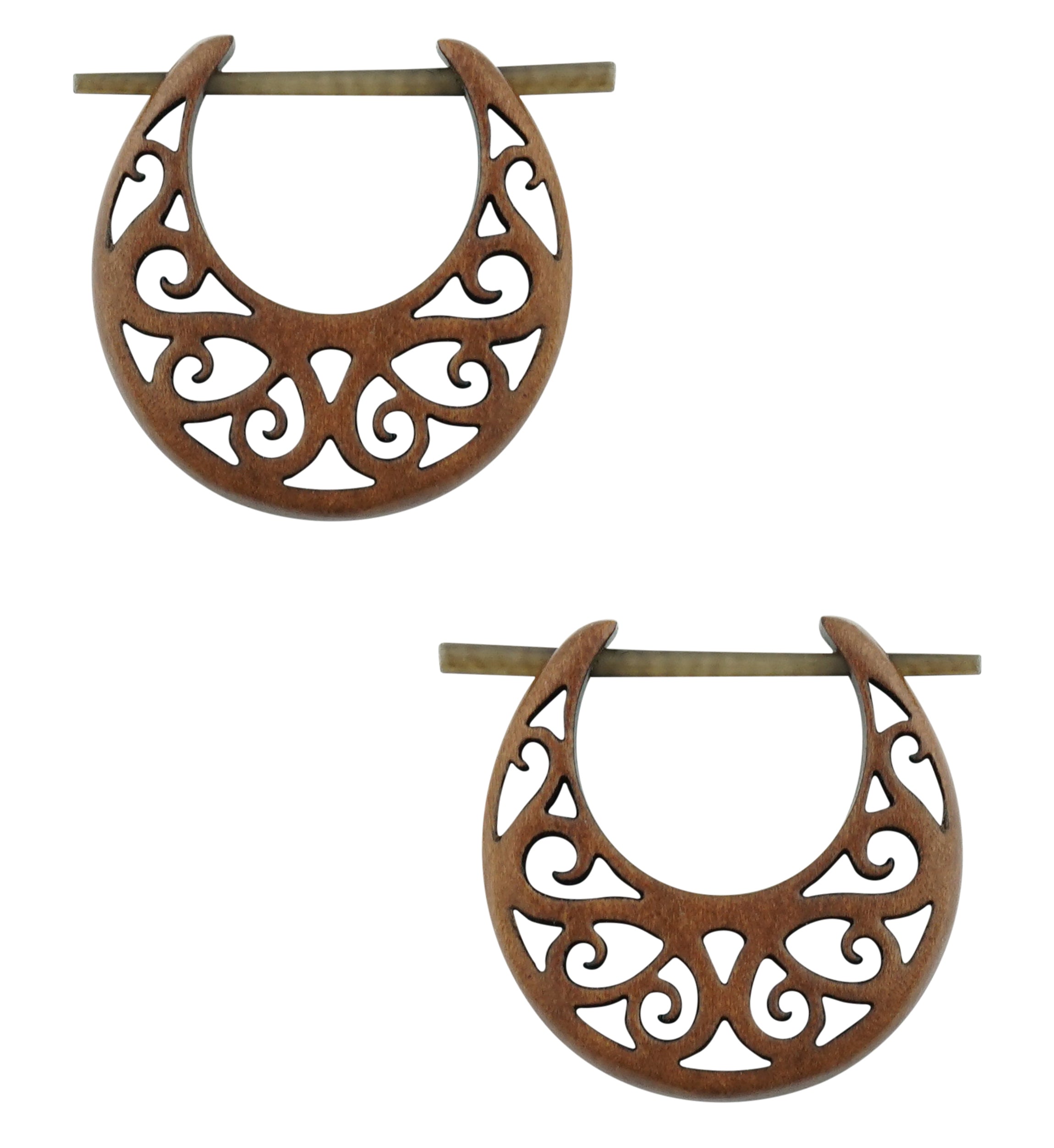 Lattice Hoop Sawo Wood Earrings