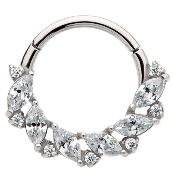 Laurel Clear CZ Stainless Steel Hinged Segment Ring