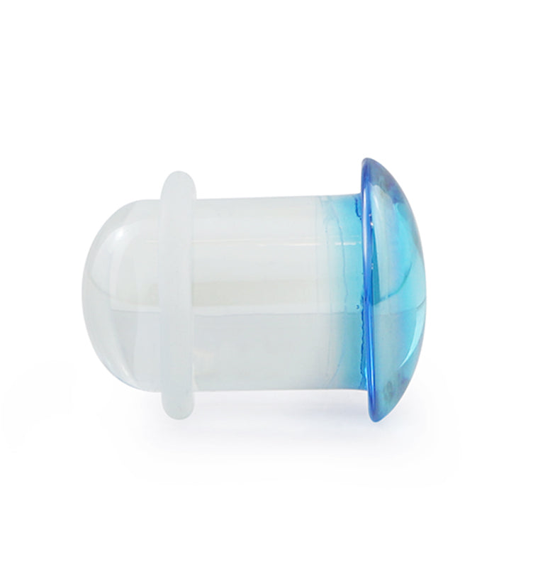 Light Blue Oil Splash Single Flare Glass Plugs