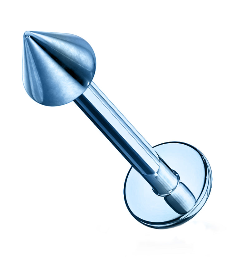 Light Blue PVD Spike Labret Flatback