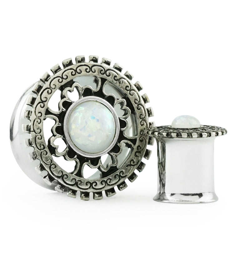 Lineal Top With Synthetic Opalite Inlay Steel Plugs