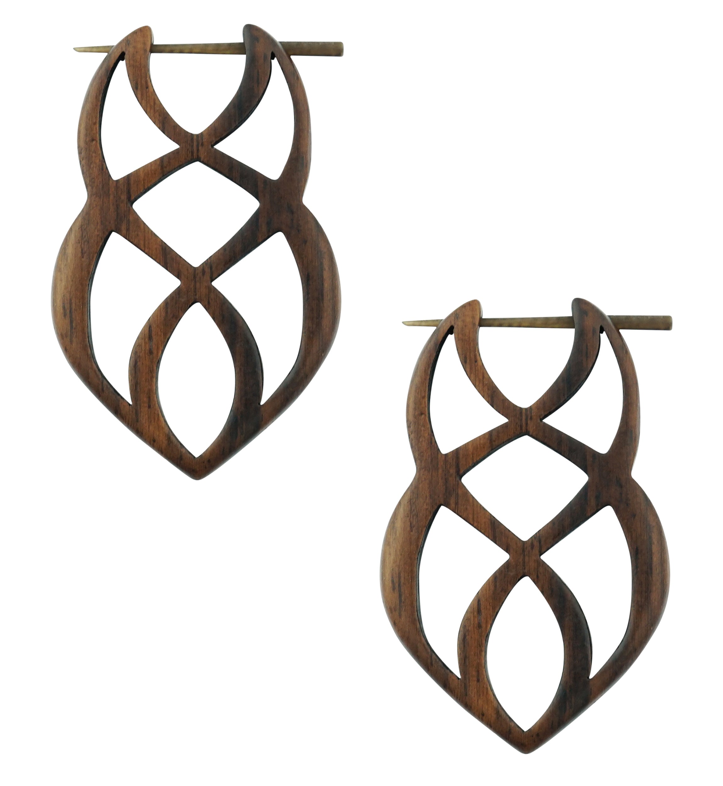 Long Celtic Knot Narra Wood Earrings
