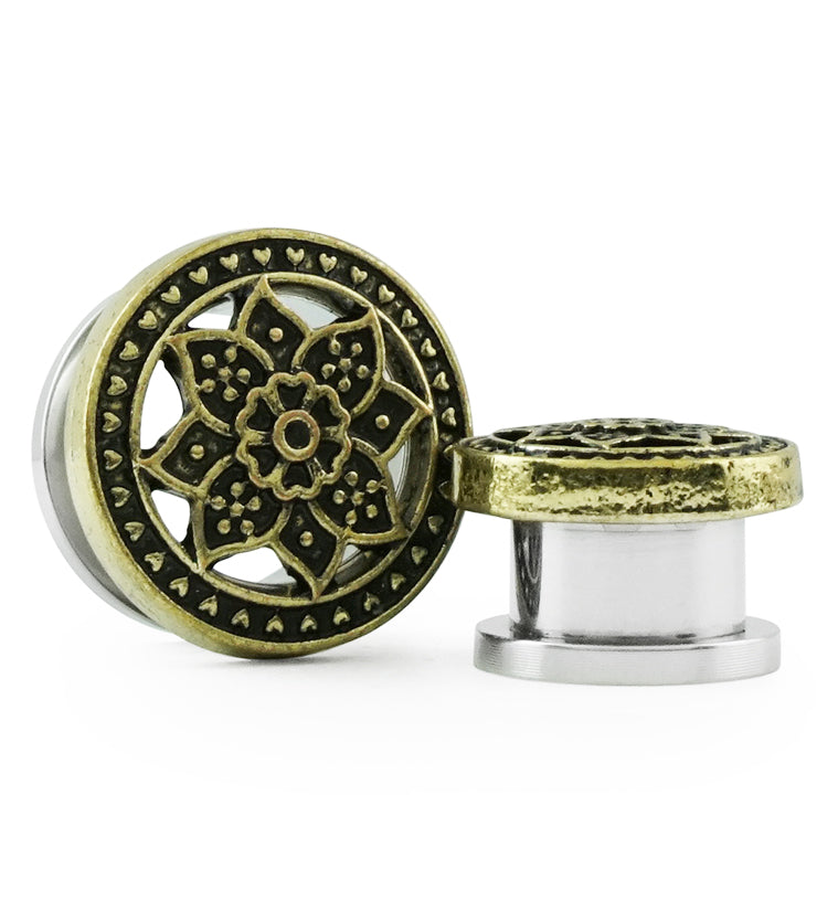 Golden Lotus Top Stainless Steel Plugs