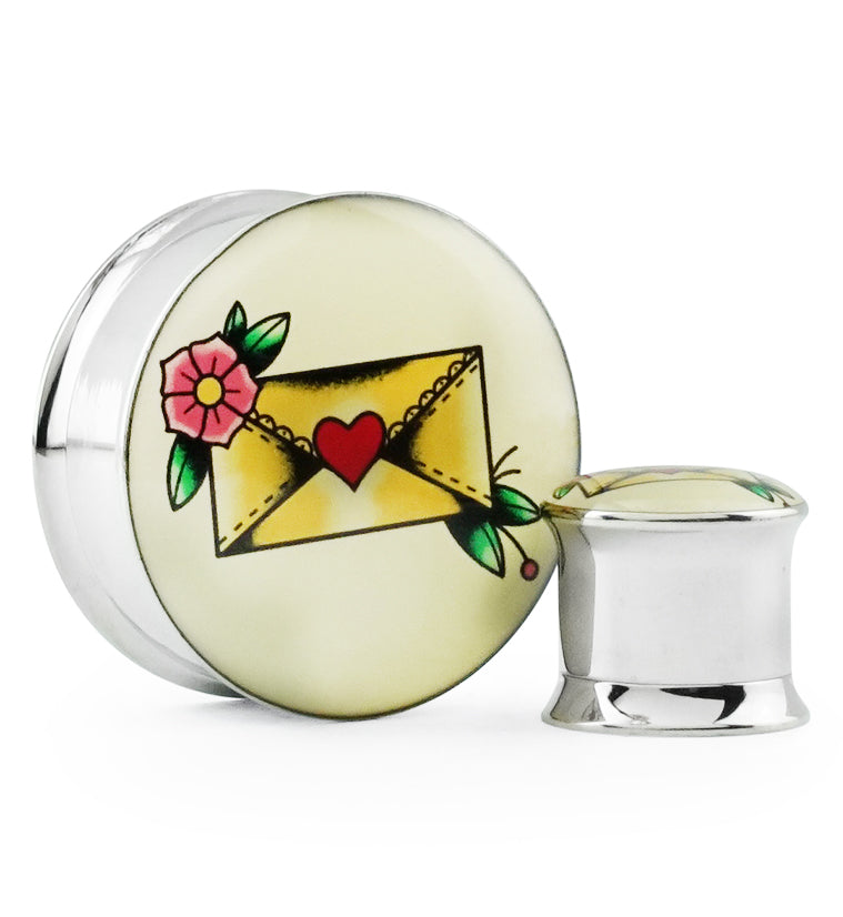 Love Letter Tattoo Steel Plugs