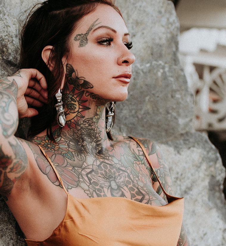 Maligano Jasper Stone Cobra White Brass Hinged Ear Weights