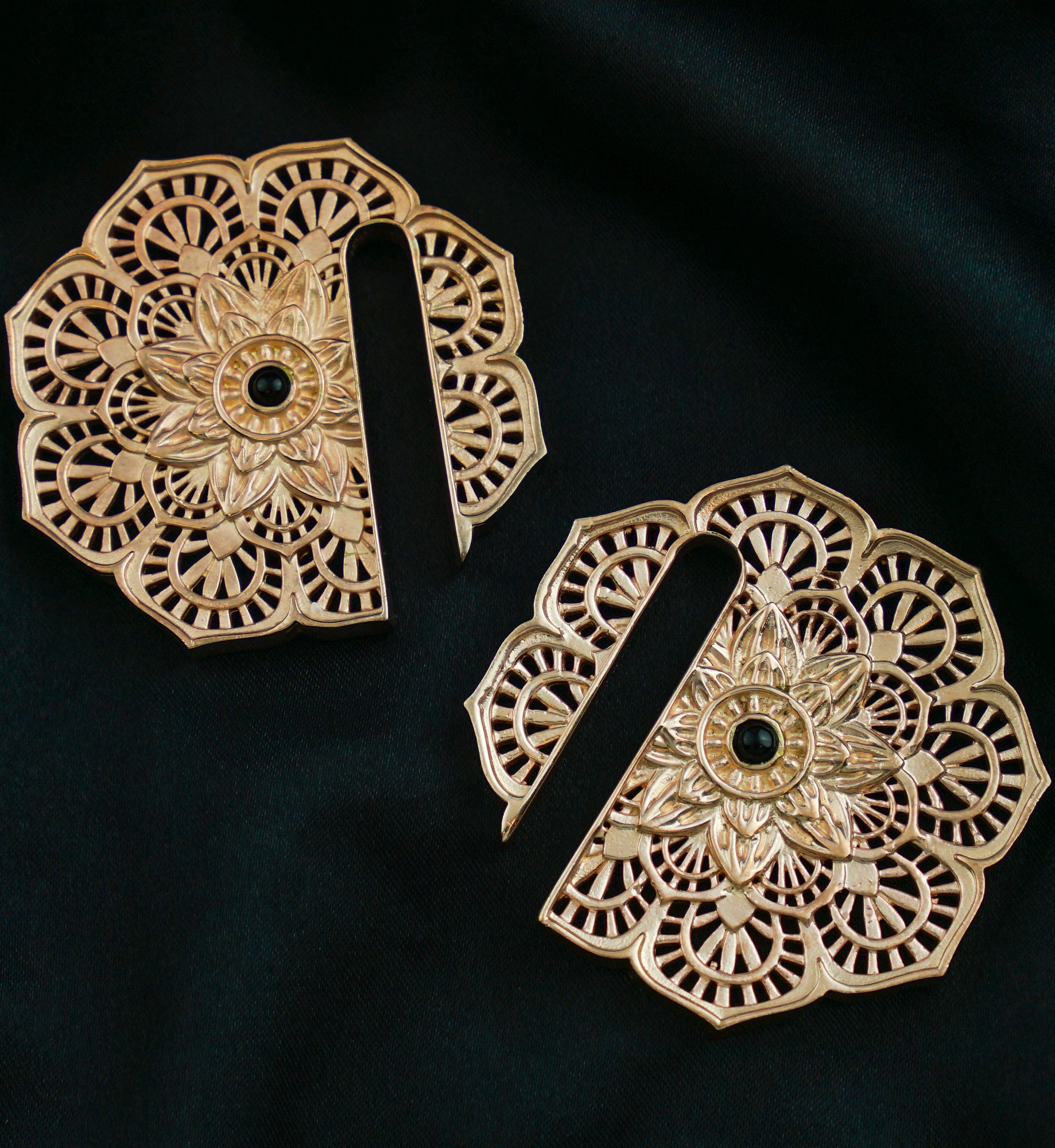 Mandala Flower Rose Gold Brass Ear Weights