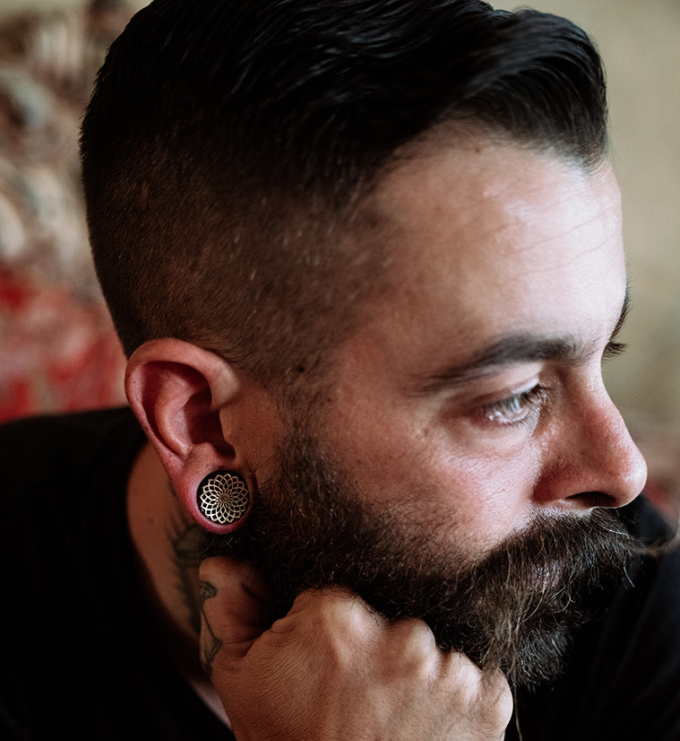 Mandala Frame Obsidian Plugs