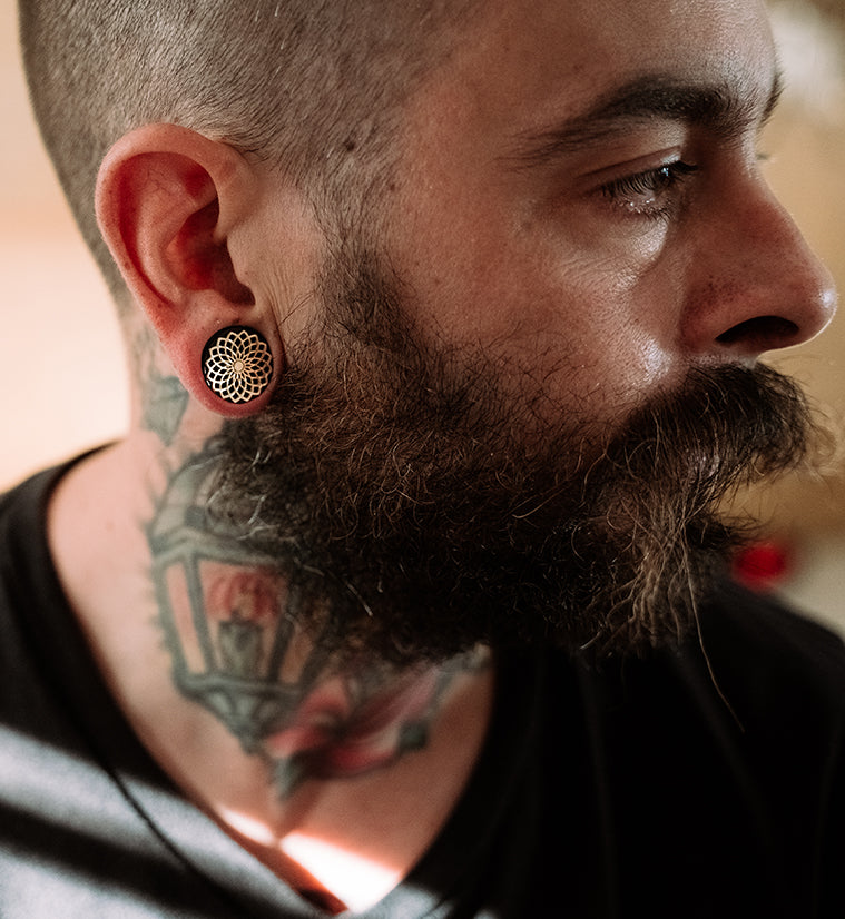 Mandala Frame Obsidian Plugs