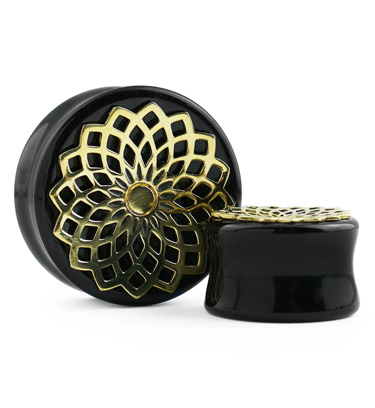 Mandala Frame Obsidian Plugs